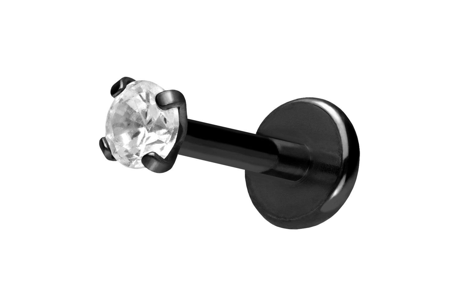 Titan Labret Piercing mit Push Fit EINGEFASSTER KRISTALL
